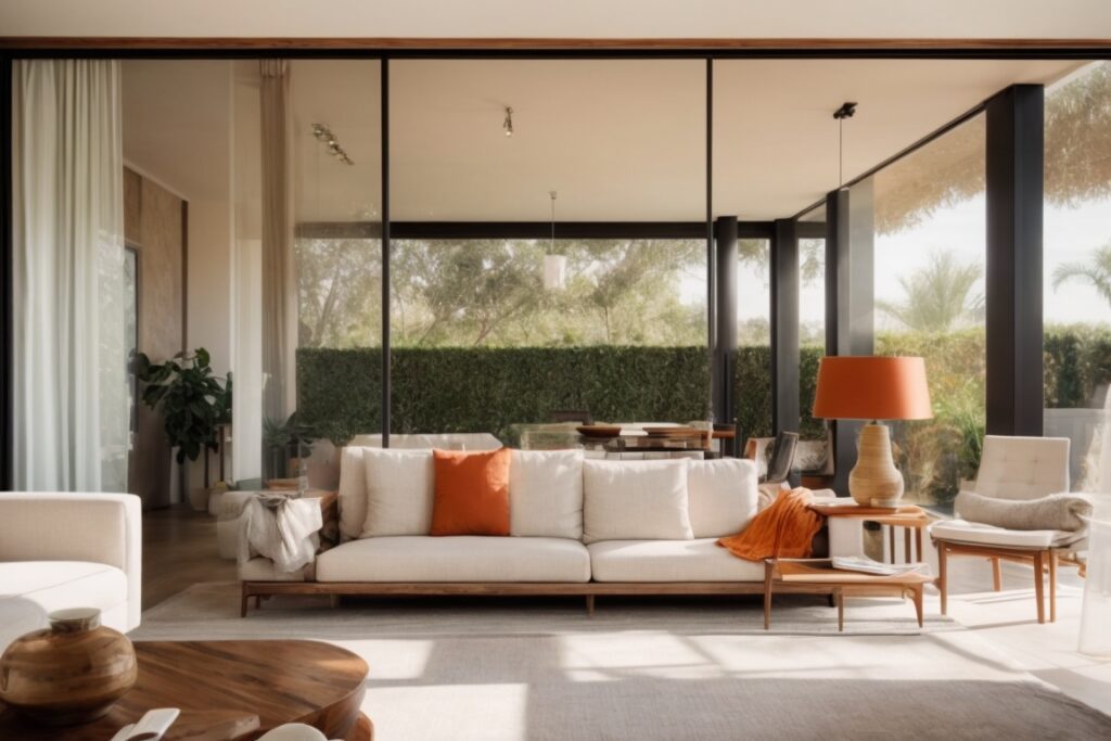 Orange County home interior with soft natural sunlight through window film
