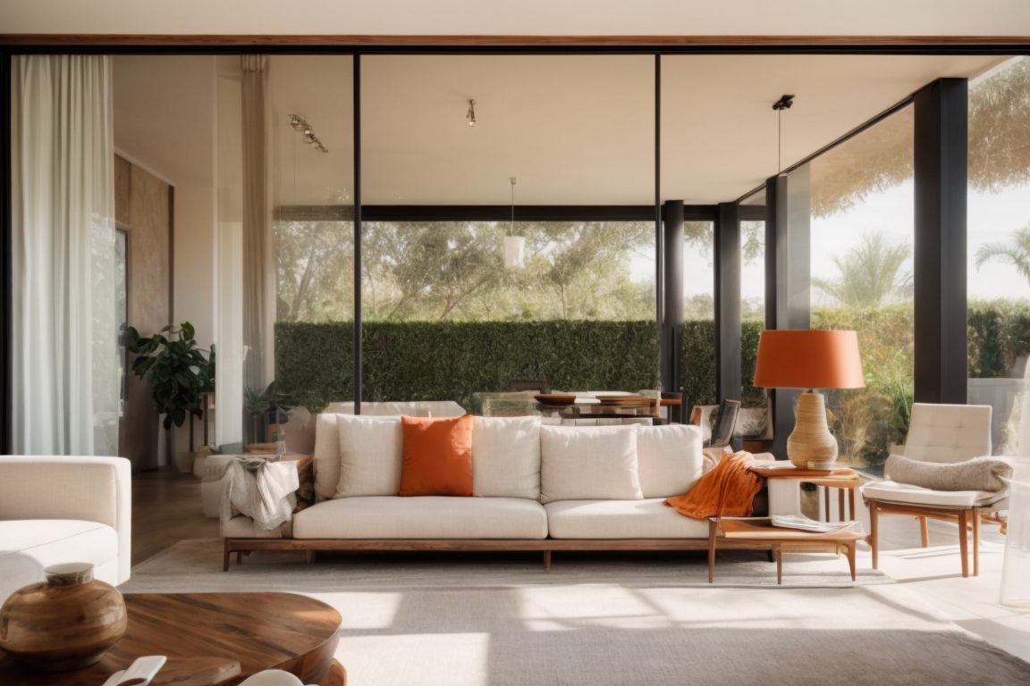 Orange County home interior with soft natural sunlight through window film