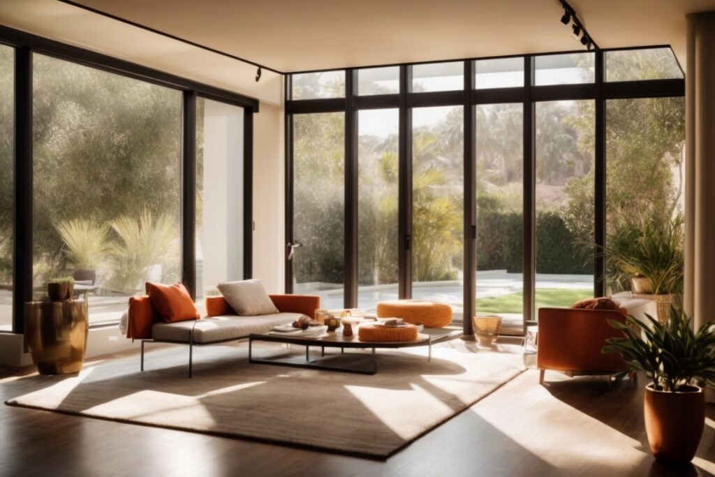 sunny Orange County home interior with UV protection window film