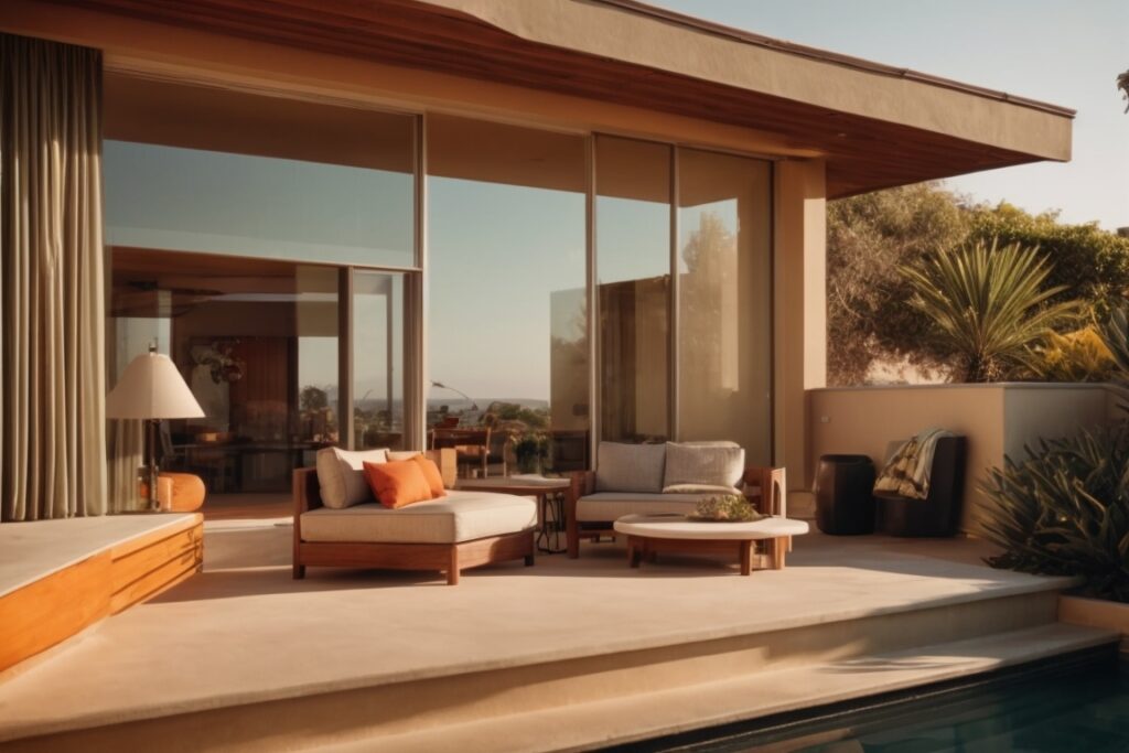 Orange County home with tinted windows and sunny backdrop