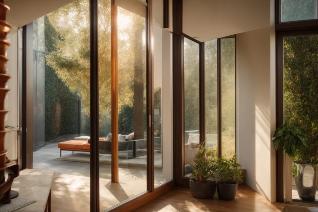 Orange County home interior with sunlight filtering through privacy window films