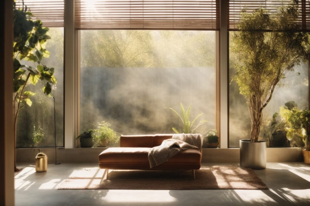 Interior room with sunlight filtering through UV blocking window film