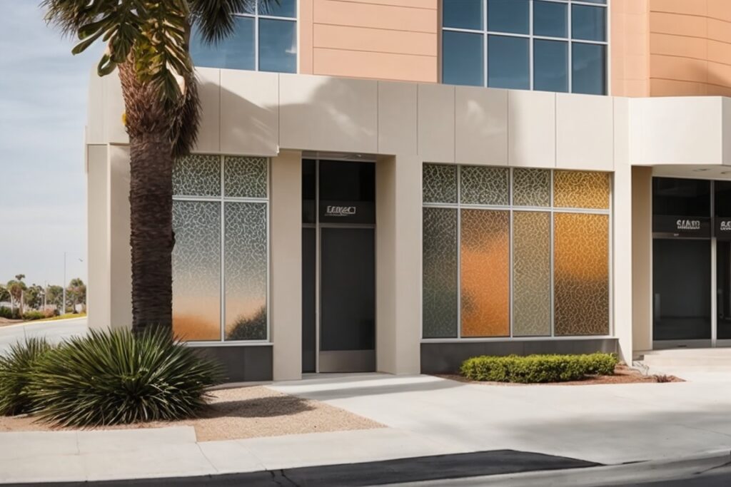 Orange County office with decorative window film, UV protection