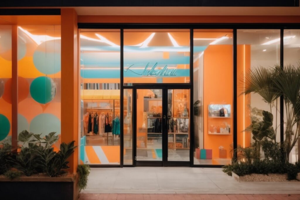 Orange County boutique with UV protection window film and colorful merchandise