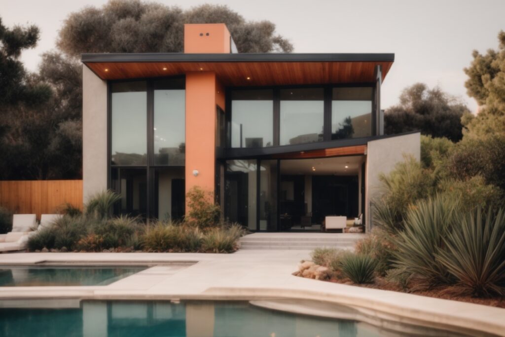 modern suburban home in Orange County with tinted windows