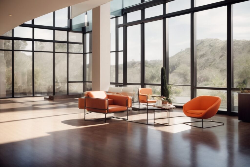 modern office interior in Orange County with energy-efficient window tints